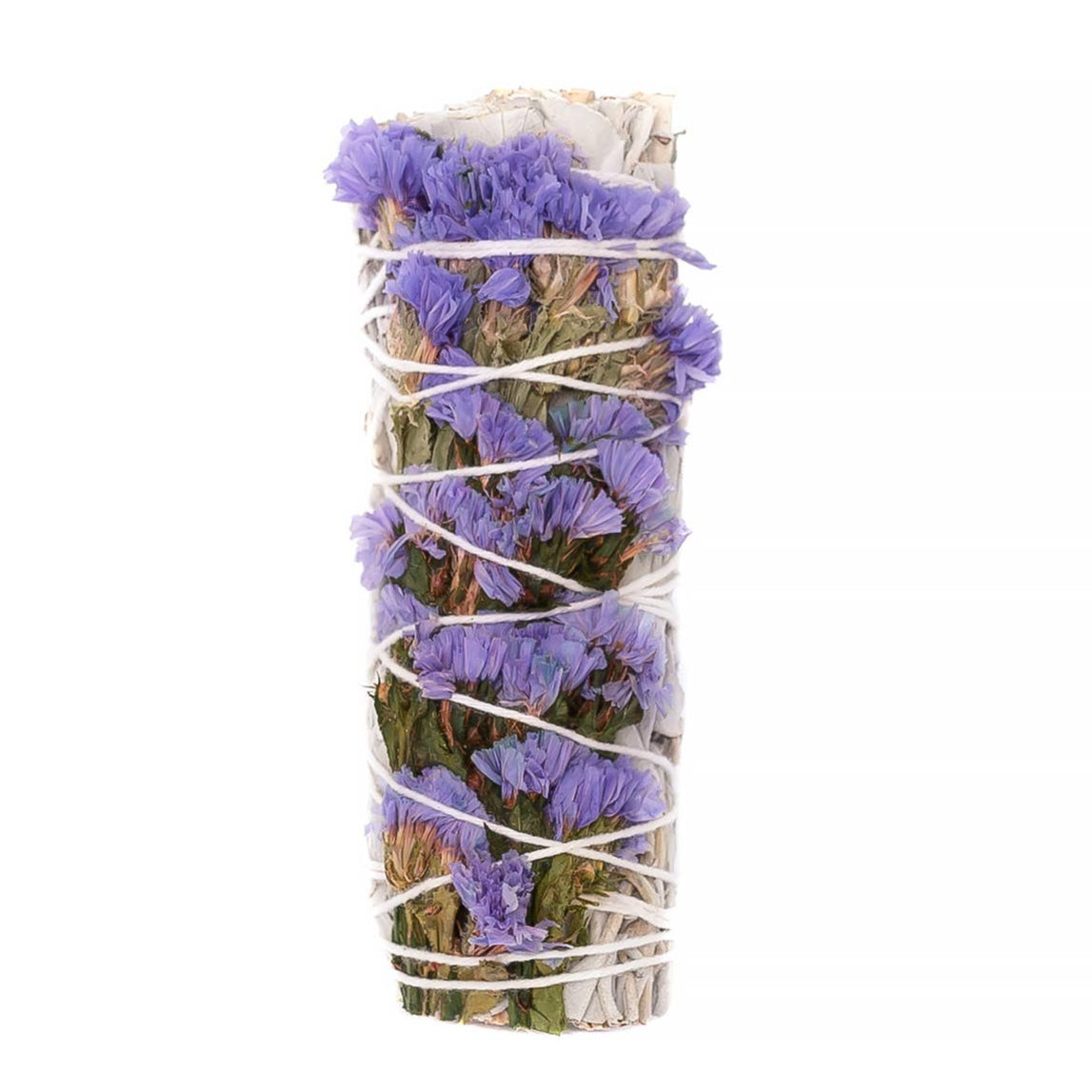 Lilac Sinuata Statice Floral White Sage Smudge Wand