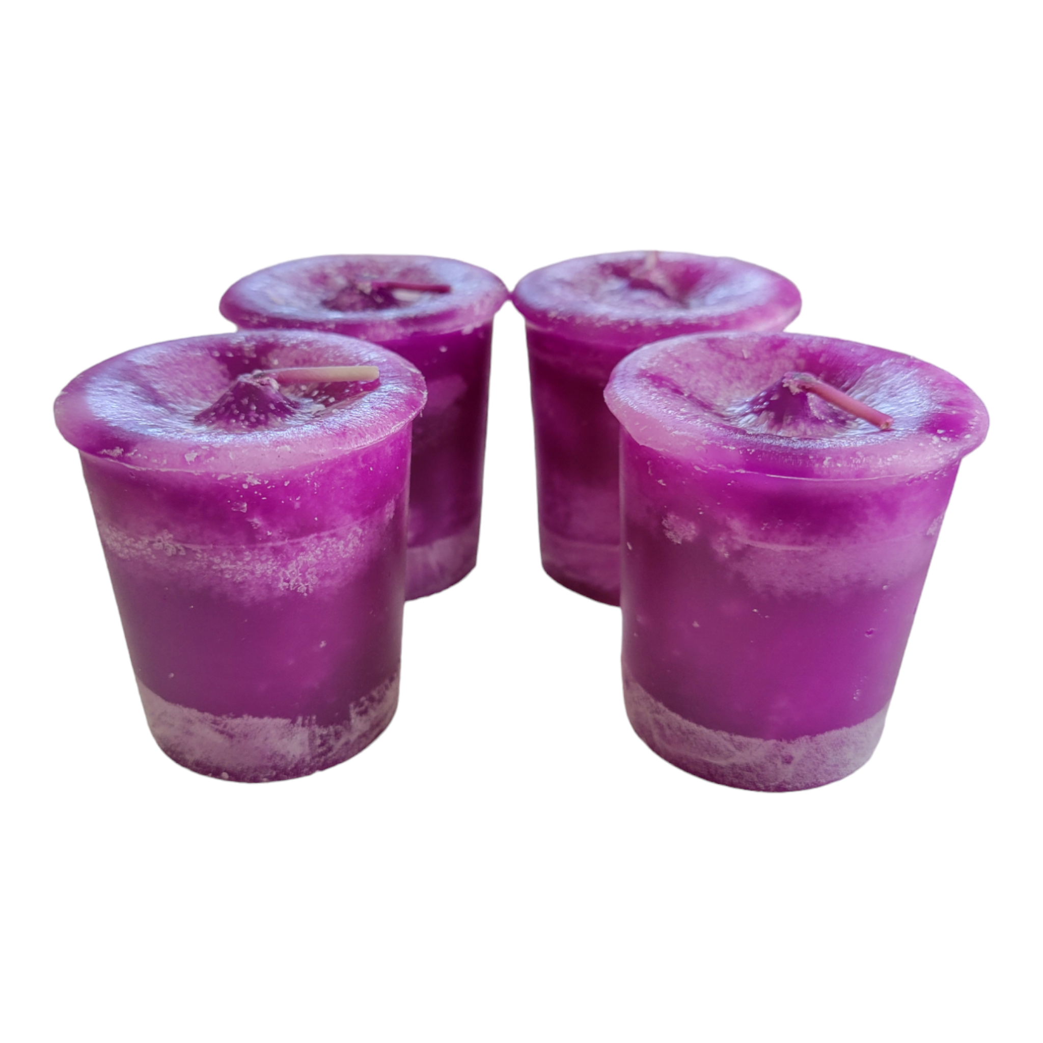 Healing Candle Set of 4 Purple Votive with Affirmation - Reiki Charged