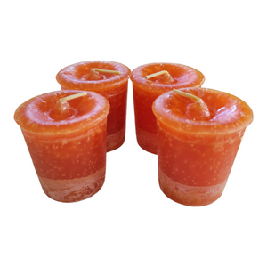 Housewarming Candle Set of 4 Orange Votive with Affirmation - Reiki Charged