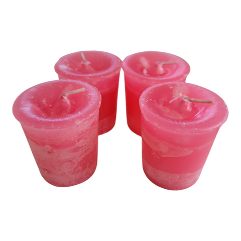 Love Candle Set of 4 Pink Votive with Affirmation - Reiki Charged