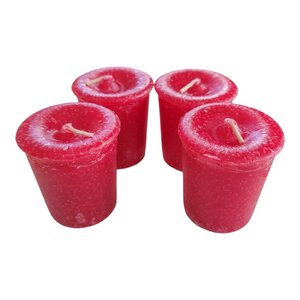 Seduction Candle Set of 4 Red Votive with Affirmation - Reiki Charged