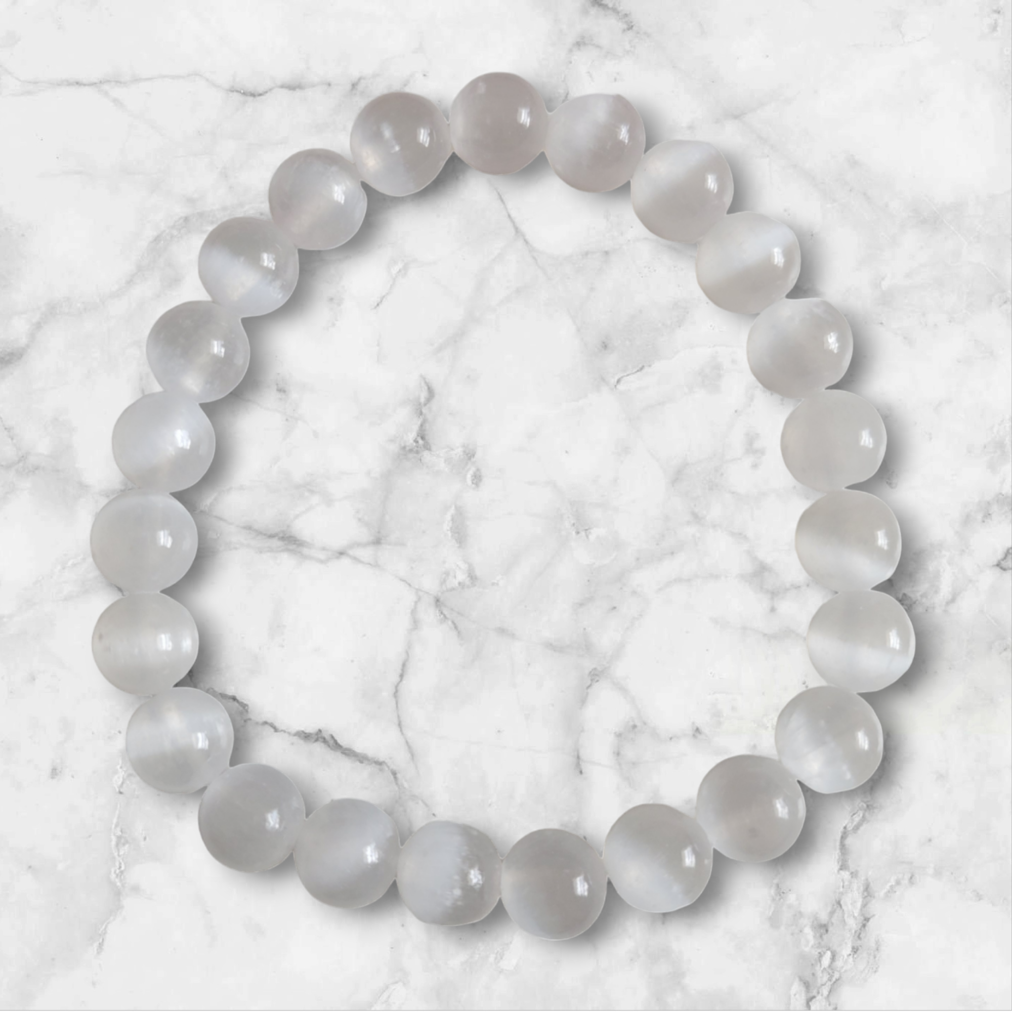 Selenite Bracelet 8mm - Contact Spirit Guides Angels, Angelic Protection, Good Luck