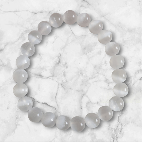 Selenite Bracelet 8mm - Contact Spirit Guides Angels, Angelic Protection, Good Luck