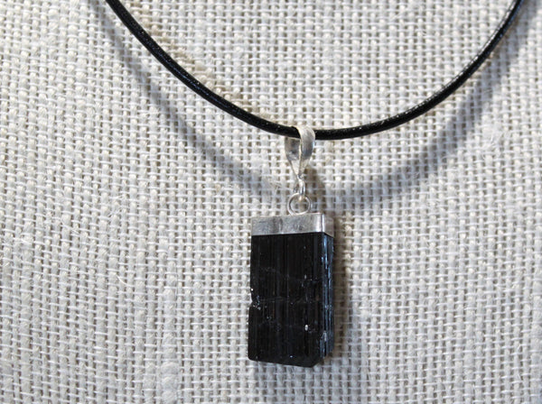 Reiki Charged Black Tourmaline Silvertone Necklace