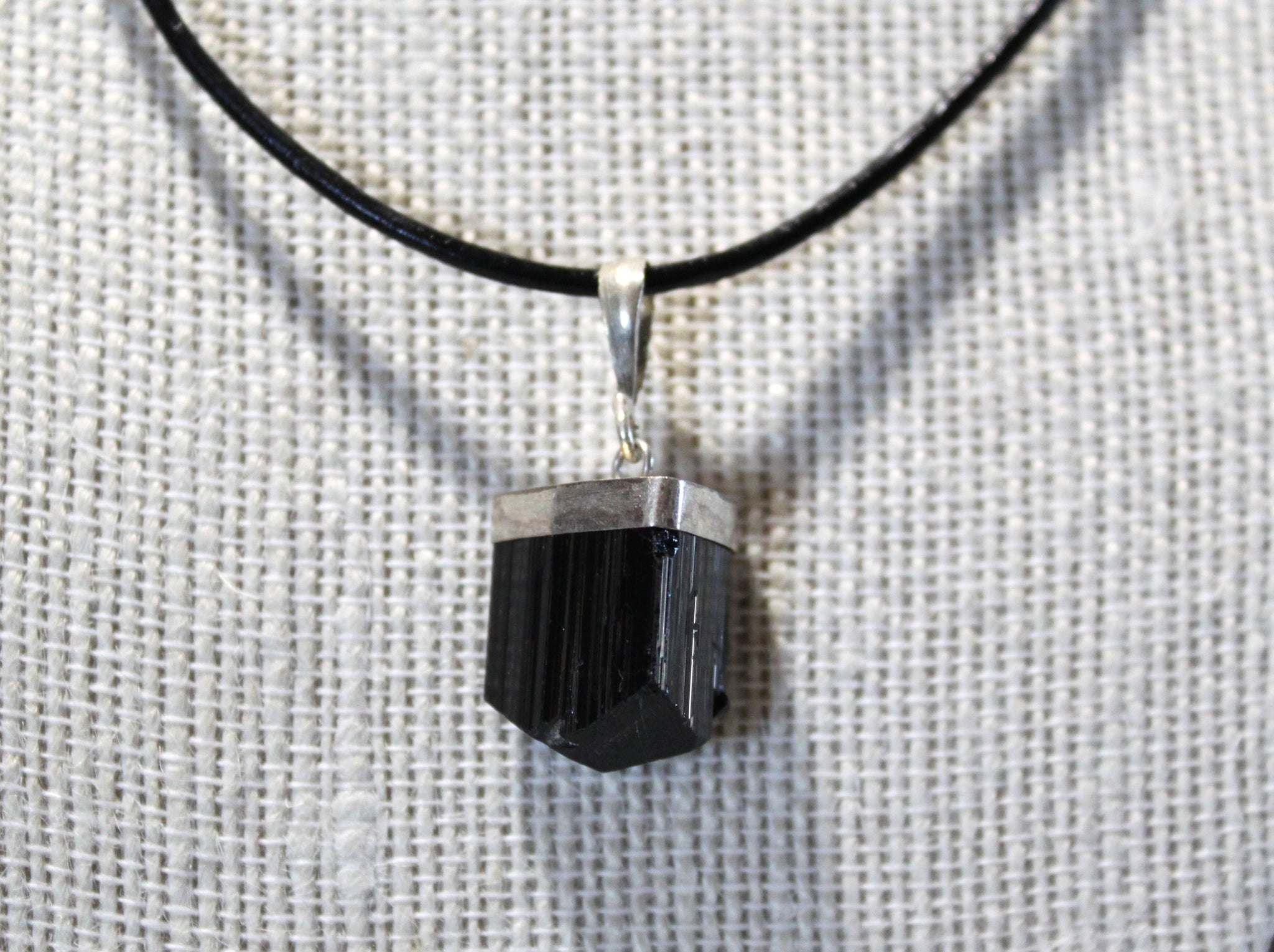 Reiki Charged Black Tourmaline Silvertone Necklace