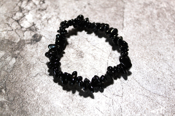 Black Tourmaline Chip Bracelet - Empath Protection, Negative Energy, Self Care, Block Negative Entities