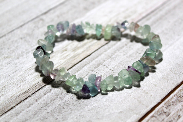 Fluorite Chip Bracelet - Enhance Focus, Cleanse Mind, Body & Spirit, Spirit Realm, Angels, Violet Flame Energy