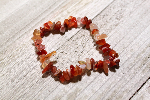 Carnelian Chip Bracelet -  Stress Relief, Motivation, Self Confidence