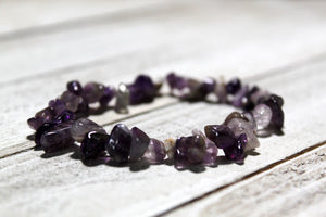 Amethyst Chip Bracelet - Stress Relief, Crown Chakra