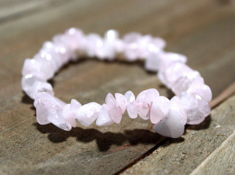 Rose Quartz Chip Bracelet - Attract Love, Romance, Self Love, Heart Chakra