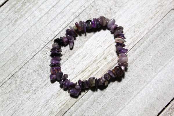 Charoite Chip Bracelet - Spiritual Guidance, Loneliness, Intuition, Determination, Crown Chakra