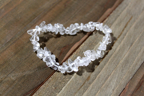 Clear Quartz Chip Bracelet - Energy Amplifier, Align Chakras, Higher Self, Protection