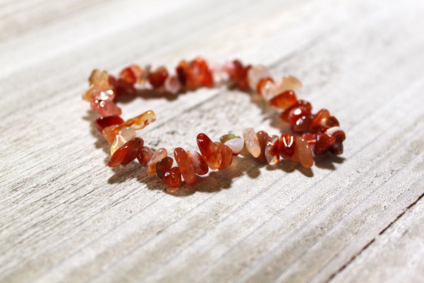 Carnelian Chip Bracelet -  Stress Relief, Motivation, Self Confidence