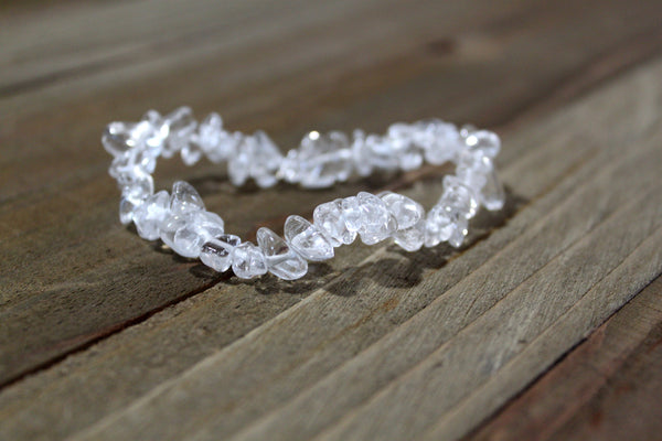 Clear Quartz Chip Bracelet - Energy Amplifier, Align Chakras, Higher Self, Protection