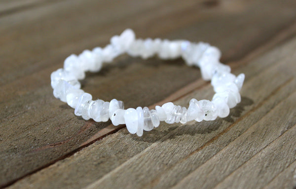 Rainbow Moonstone Chip Bracelet - Moon Energy, Psychic Protection