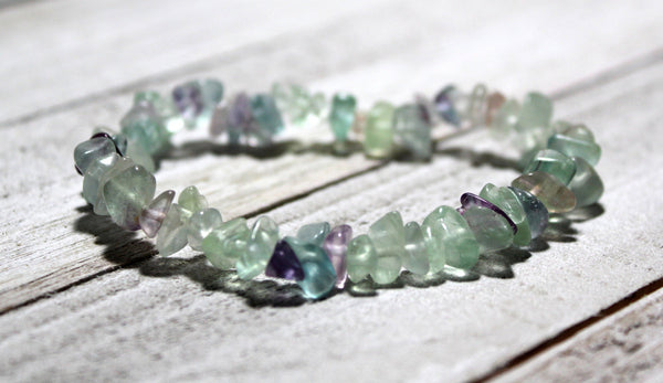 Fluorite Chip Bracelet - Enhance Focus, Cleanse Mind, Body & Spirit, Spirit Realm, Angels, Violet Flame Energy