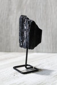 Reiki Charged Black Tourmaline on Display Stand - Protection from Negative Energy