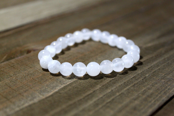 Selenite Bracelet 8mm - Contact Spirit Guides Angels, Angelic Protection, Good Luck