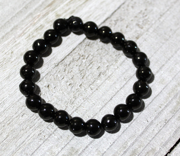 Jet Fossil Coal 8mm Round Bracelet - Protection, Grounding