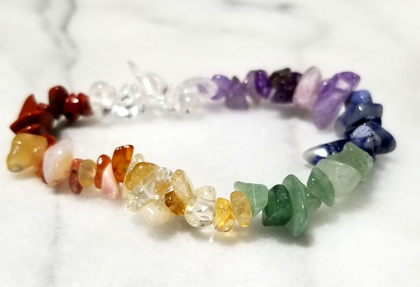 Reiki Charged 7 Chakra Bracelet - Amethyst, Citrine, Quartz, Jasper, Carnelian, Green Aventurine, Sodalite