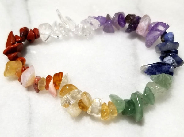 Reiki Charged 7 Chakra Bracelet - Amethyst, Citrine, Quartz, Jasper, Carnelian, Green Aventurine, Sodalite